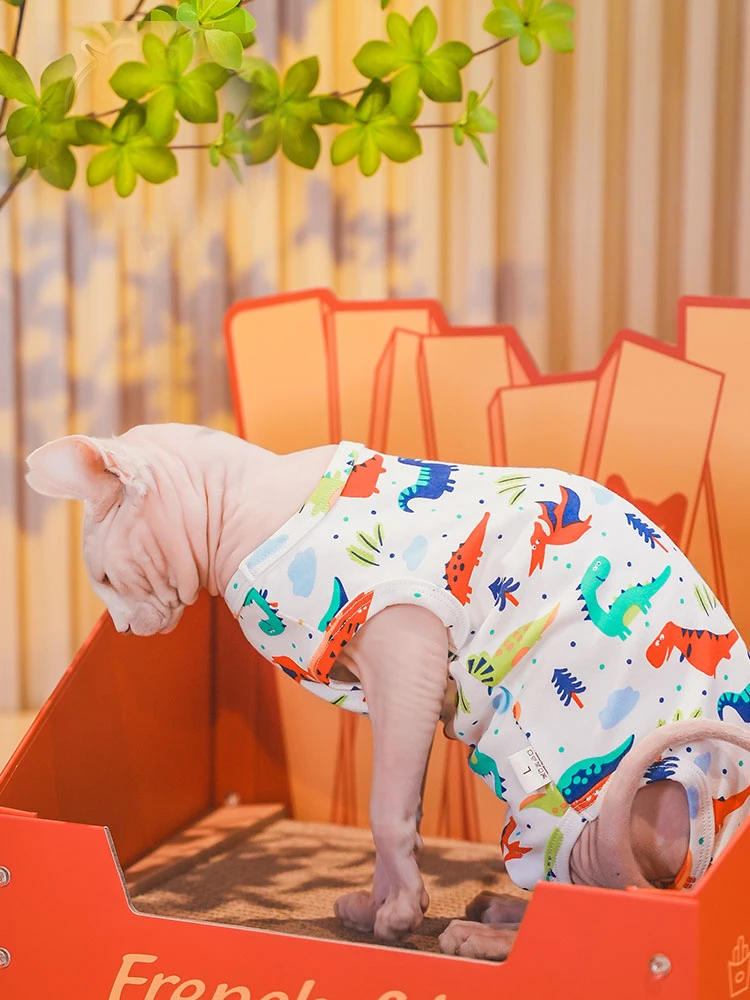 Флисовое пальто для кошек Sphynx одежда лета и весны толстовка с рисунком динозавра