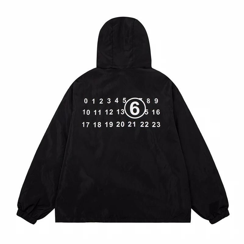 

Black MM6 Margiela Embroidery Windbreak Men Women High Quality Oversize Jacket Coat
