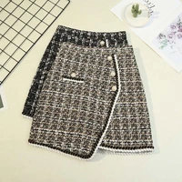 irregular plaid pencil skirt women 2021 irregular lattice high waist mini skirt autumn spring mini skirt with lined christmas