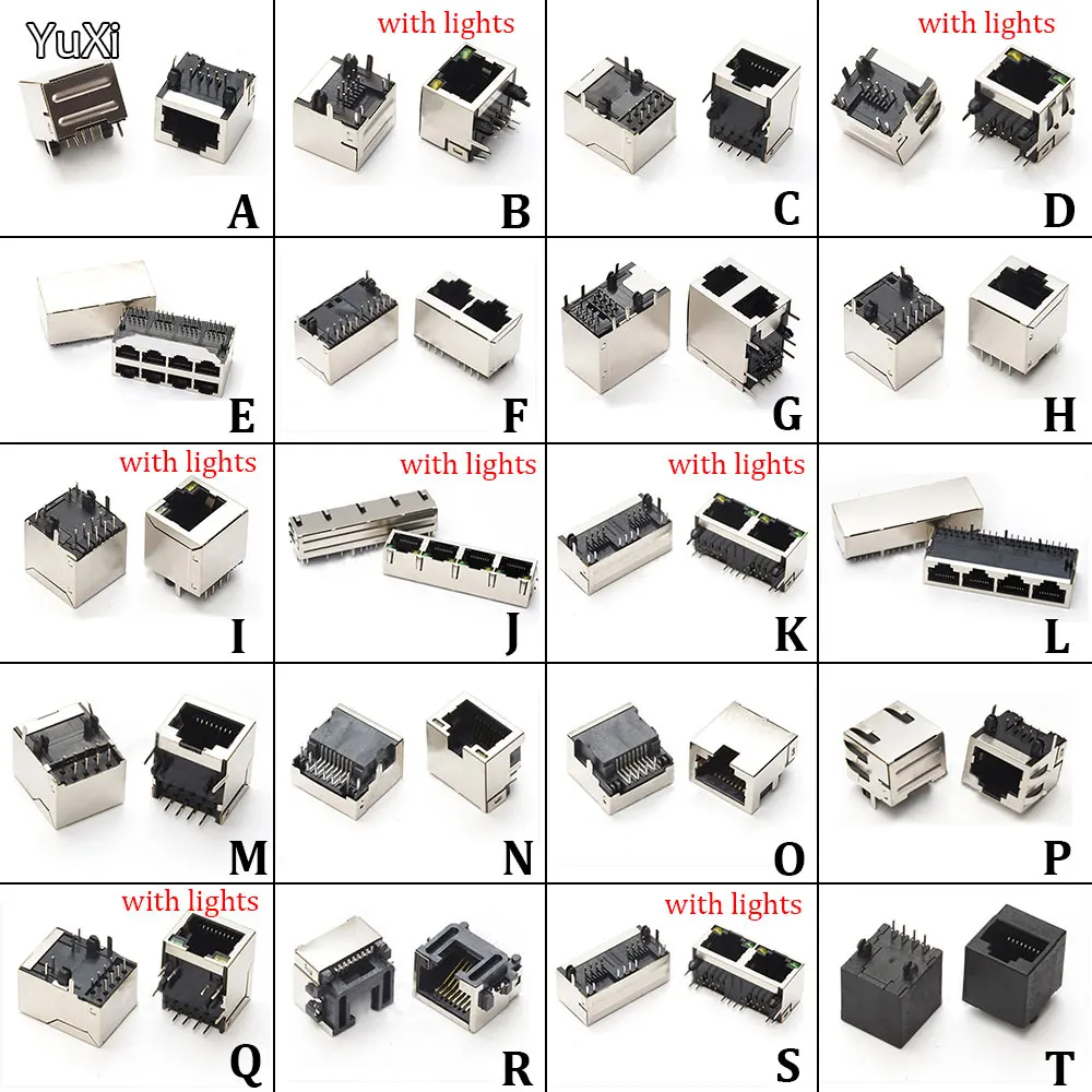 Сетевой Ethernet гнездовой разъем YUXI RJ45 8P8C 10P8C светильник кой