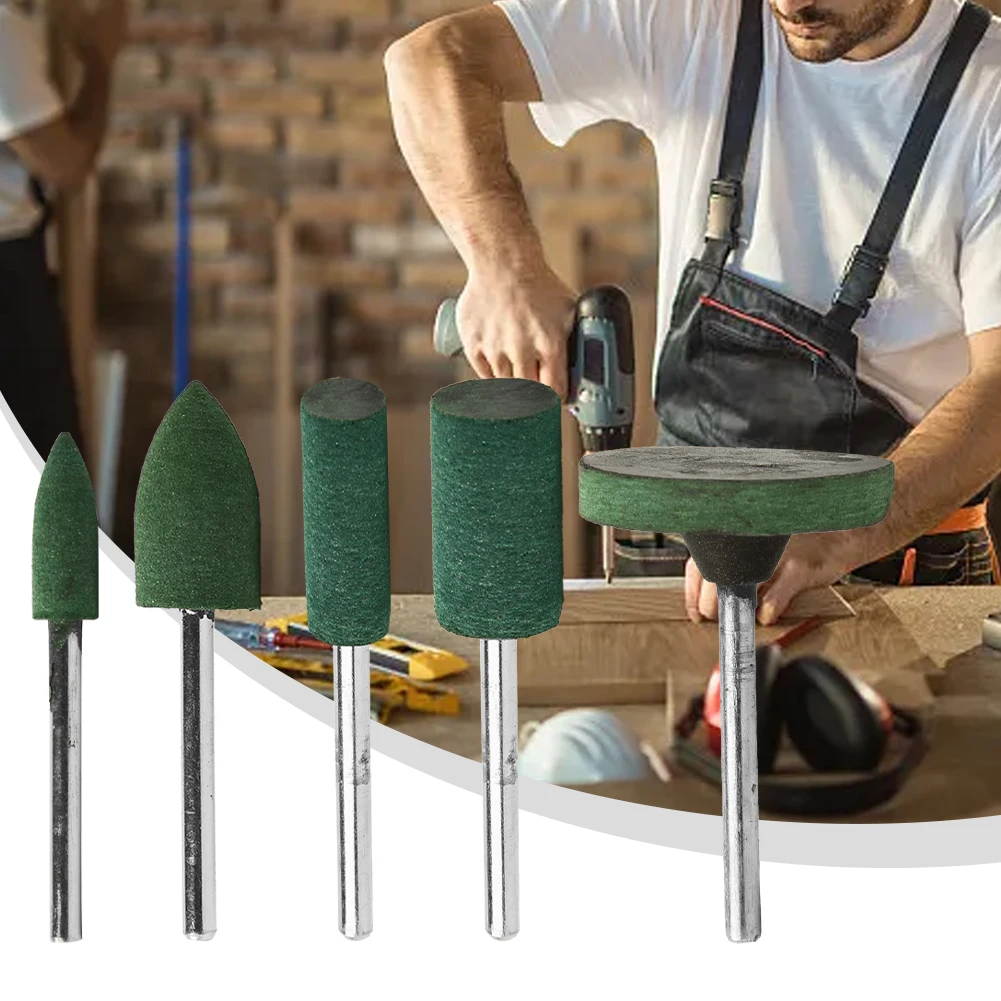 

Durable High Quality Grinding Heads For Rust Removal 5Pcs/Set Alloy + Rubber For Polishing Of Jade Green+Silver
