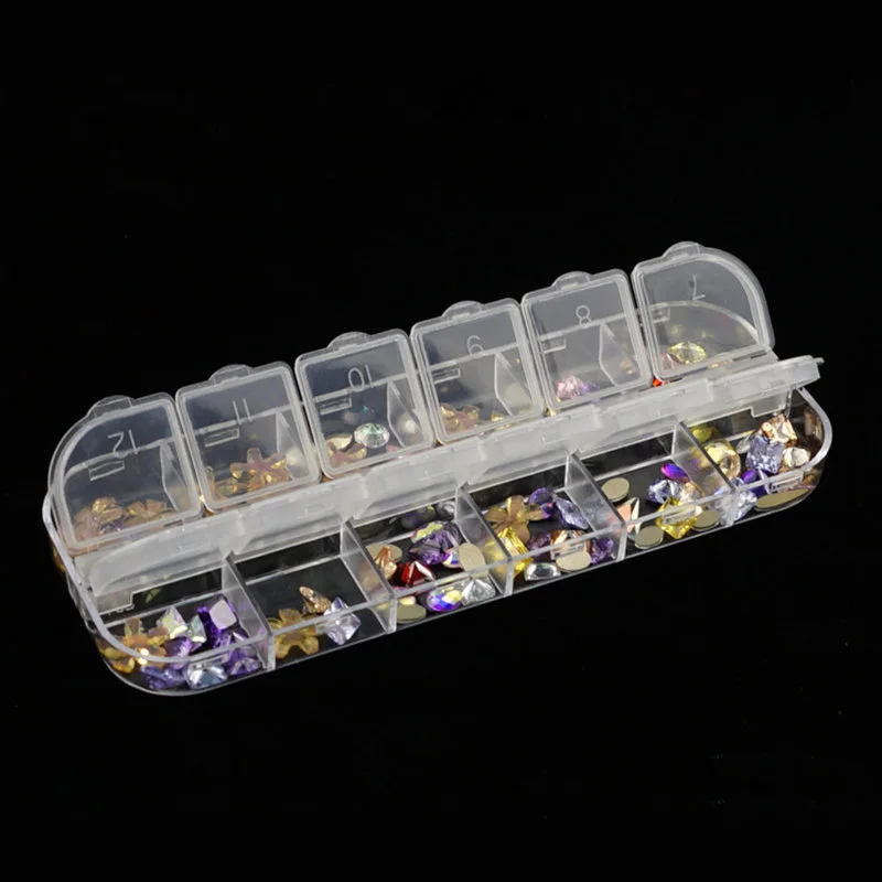 

12 Grids Diamond Embroidery Storage Box Double Flip Top Box Pill Beads Boxes Jewelry Decoration Accessories Organizer Container
