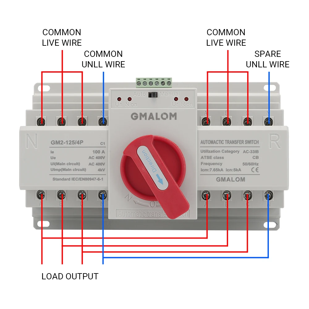 Автоматический выключатель ATS (CB) 2P/4P 63a с двойным питанием
