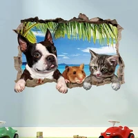 cartoon cat catches mouse wall sticker kids room home decoration mural living room bedroom wallpaper removable rats stickers ys