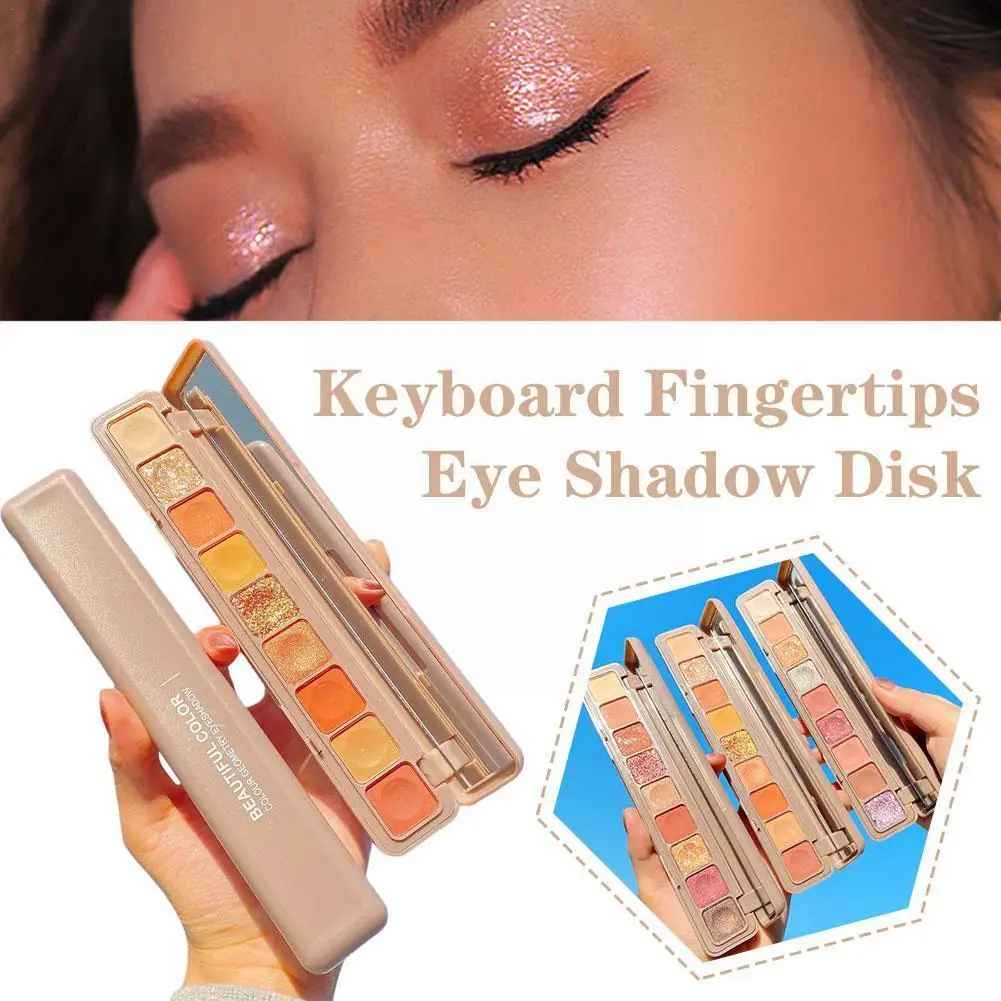 

Keyboard Fingertip Nine-color Eyeshadow Palette Waterproof Eye Shadow Glitter Long Matte Bright Tools Eyes Makeup Tinted La Y5D0