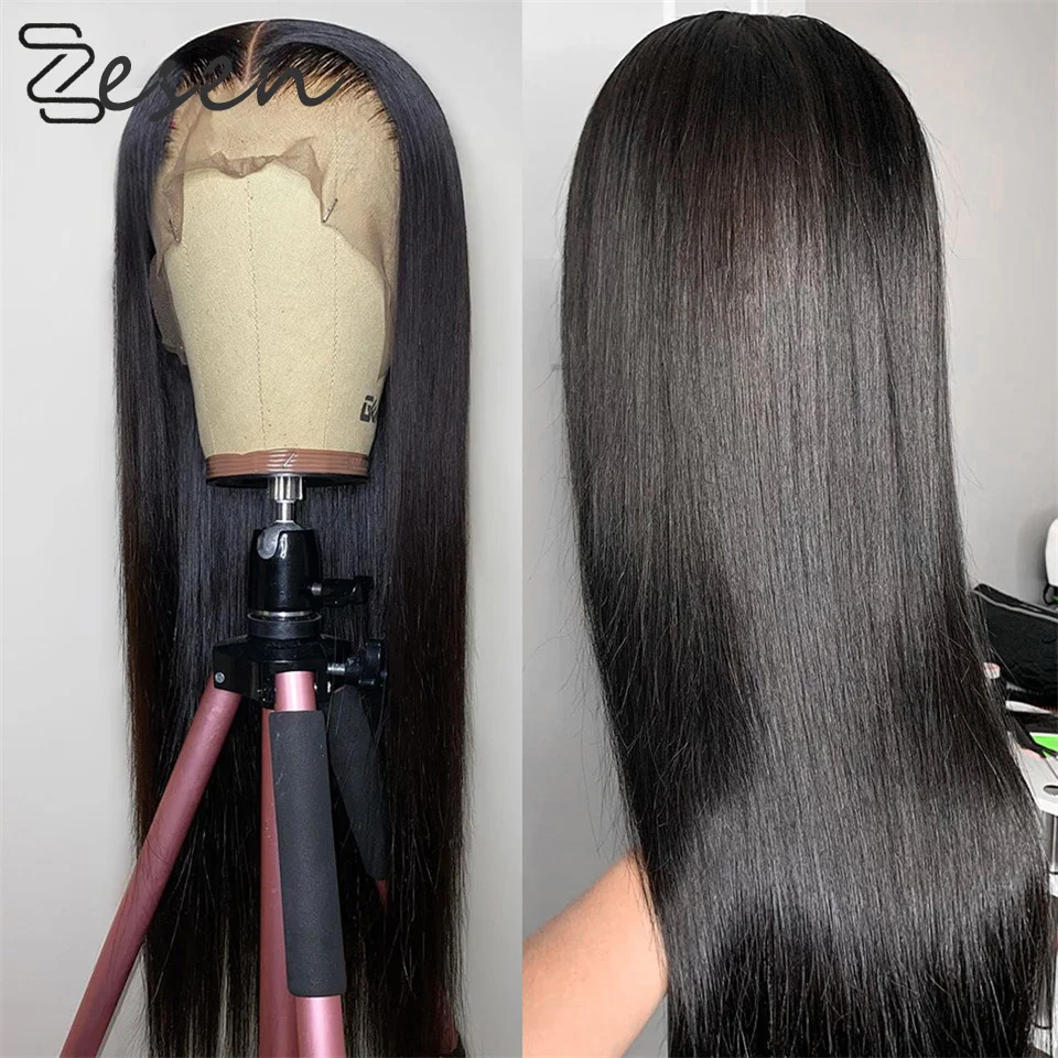 

Straight Synthetic Lace Front Wigs Long Straight Wigs For Black Women Heat Resistant Synthetic 4x4 Silk Base Wigs With Baby Hair