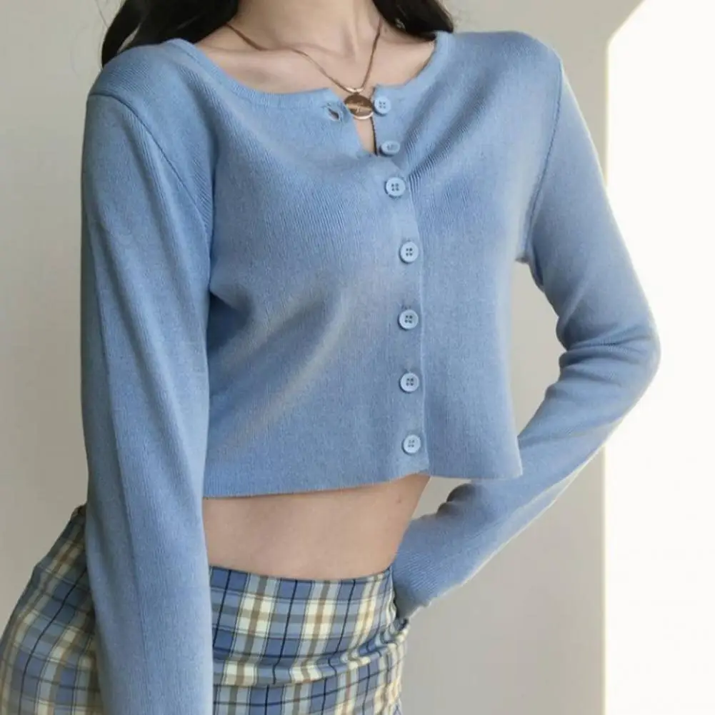 

Women Fashion Patch Pockets Cropped Poplin Shirts Vintage Long Sleeve Button-up Female Blouses Blusas Chic Tops