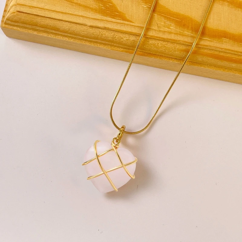 

Barby Diamond Castle Necklace Heart Shape Pendant with Wire Wrap for Kids Girls Women Cute Lovely Jewelry Present