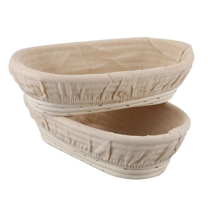 

20Pcs 25Cm/10 Inch Bread Basket Rattan Proofing Basket Liner Round Oval Fruit Tray Dough Food Storage Container