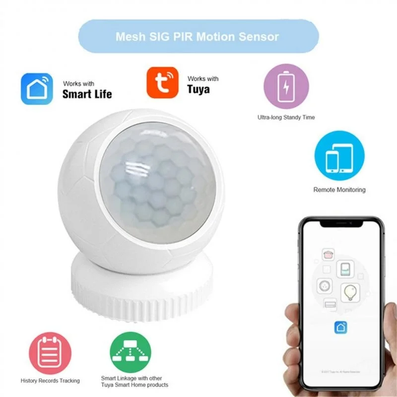 

Smart PIR Motion Sensor Wireless Infrared Detector Burglar Alarm APP Control Home Bluetooth Mesh SIG Gateway Required