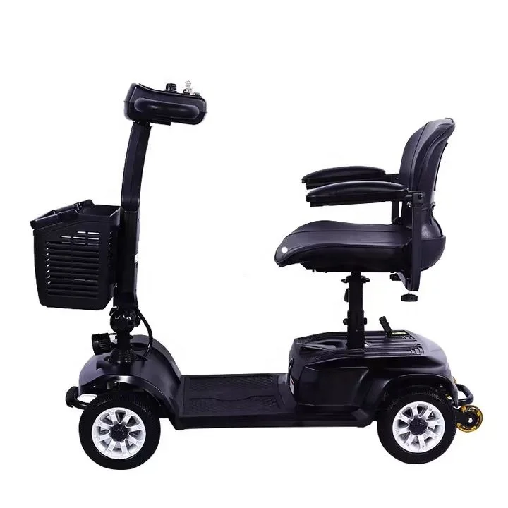 black ready stock Travel 4 wheels elderly electric scooter handicapped folding mobility scooter for seniors