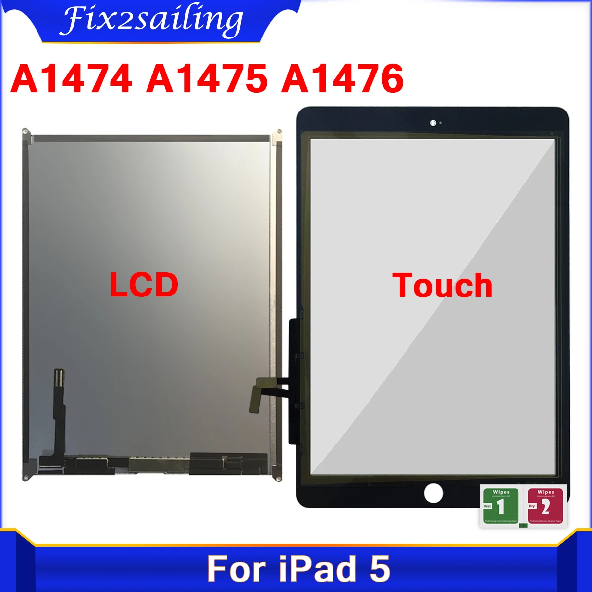 Фото Новинка для iPad 5 ЖК-дисплей для iPad Air 1 Air1 A1474 A1475 A1476 ЖК-дисплей сенсорный экран дигитайзер сменные детали для ремонта 100% тест