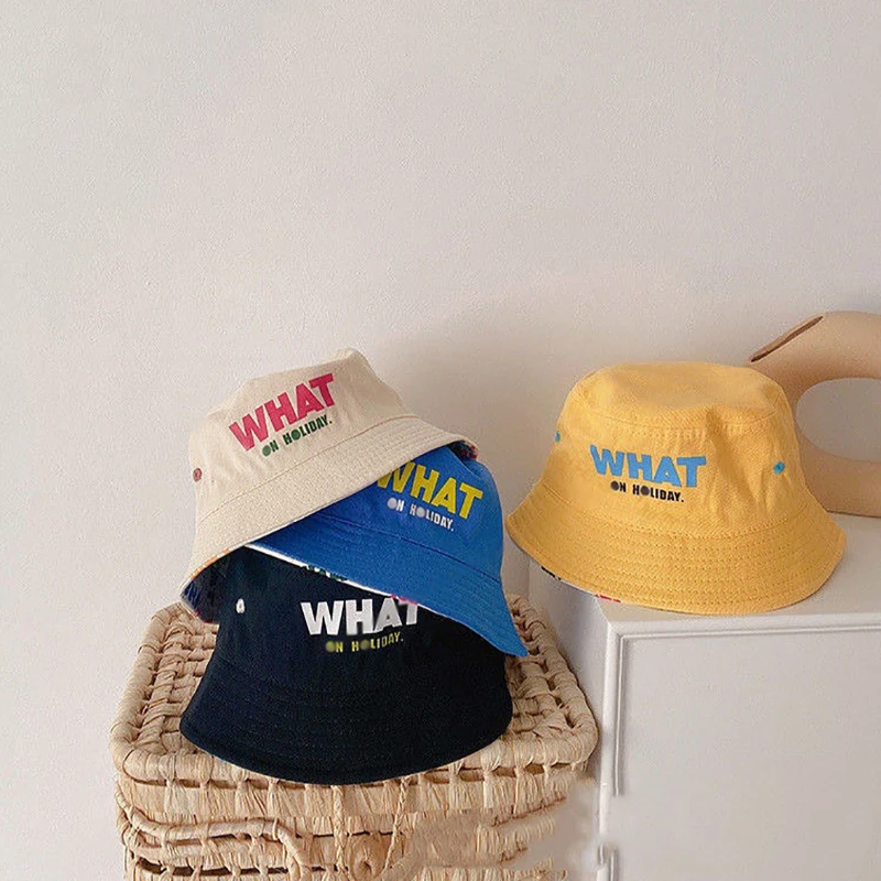 

Панама детская Двусторонняя однотонная с надписью