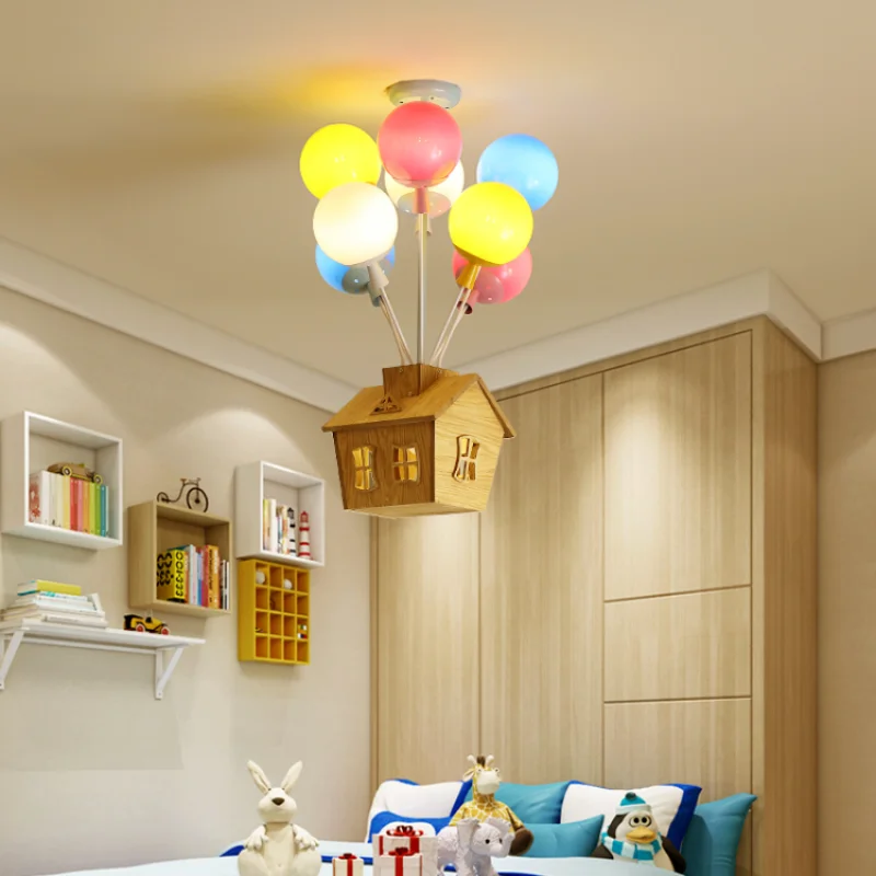 

Art Led Chandelier Pendant Lamp Light Modern Living Room Children Boy and Girl Bedroom Decor Color Glass Balloon Droplamp
