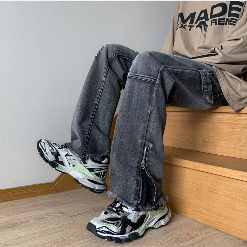 2023 Fashion Jeans For Men Y2k Streetwear Baggy Jeans Man Hip Hop Youth Trousers Cross Denim Pants Men Cargo Pants Punk Clothing