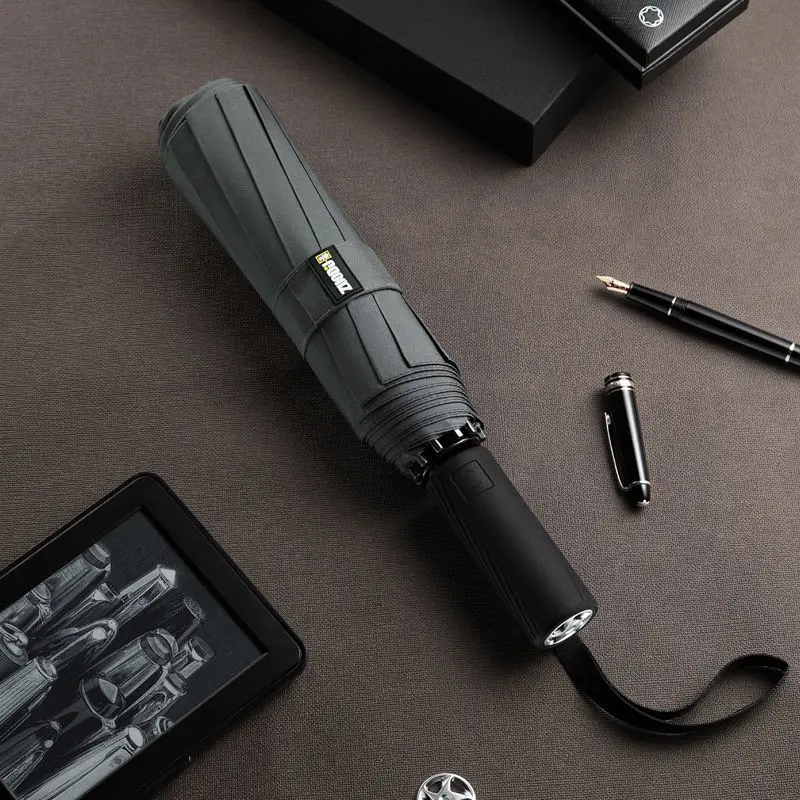 

New Strong Wind Resistant 10K Automatic Umbrella Rain Women Windproof 3Folding Long Handle Men Business Outdoor Travel Umbrella