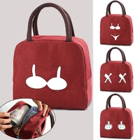 portable lunch bag thermal insulated lunch box tote cooler handbag bento pouch chest print dinner container food storage bags