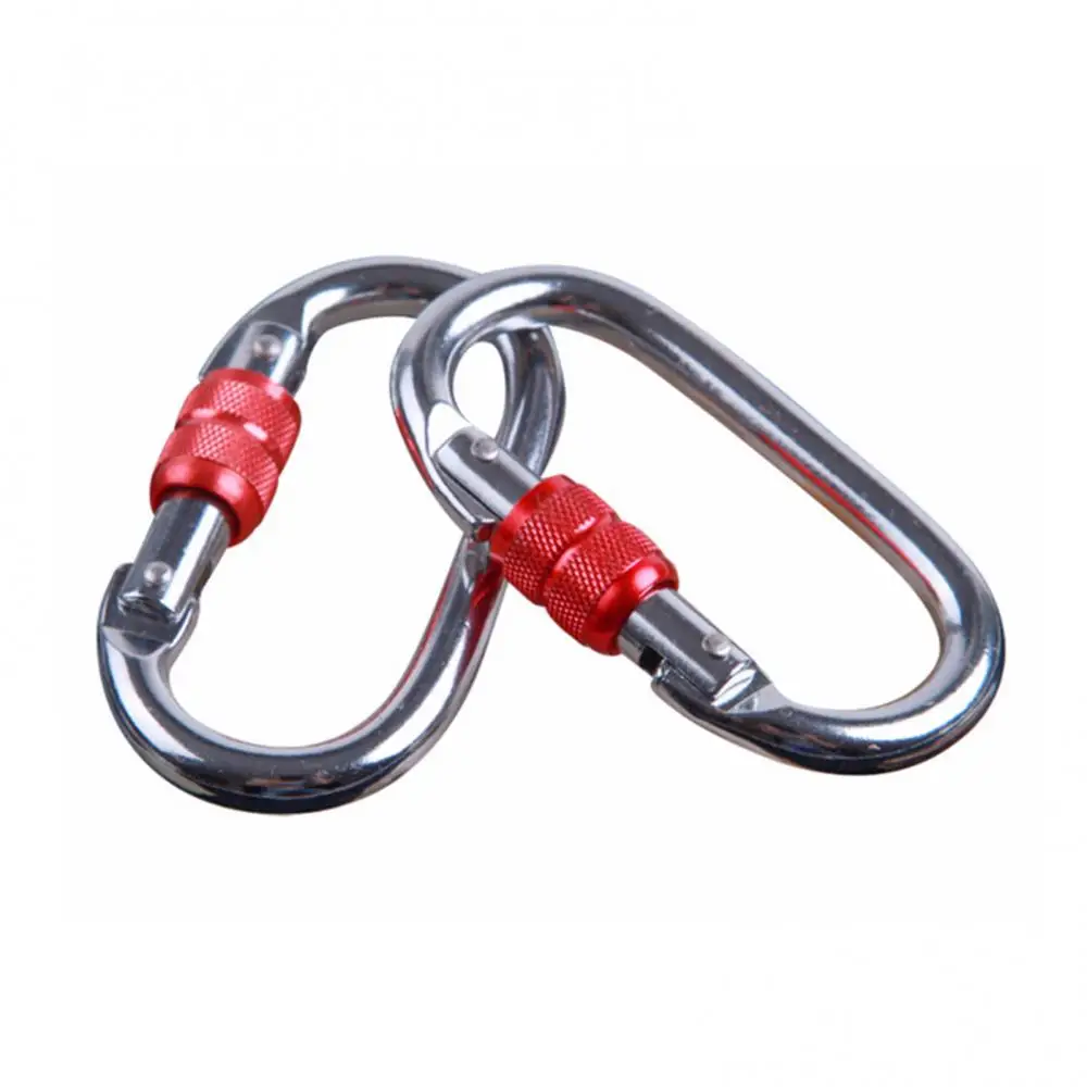 

25KN Climbing Carabiner Outdoor O-Shaped Alloy Steel Main Lock Mountaineering Hook Safety Screw Lock Buckle Climbing Equipement