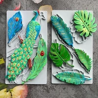 feather leaf silicone mold diy clay plaster chocolate mold cake baking decoration feather shape silicone mold