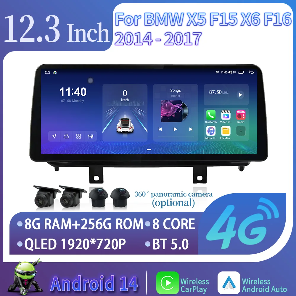 12 3 &quotдля BMW X5 F15 X6 F16 2014-2017 Android 14 автомобильный радиоприемник мультимедийный