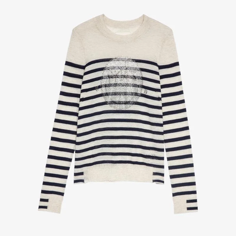 Zadig женский свитер модные шерстяные свитера в полоску с бриллиантами женские