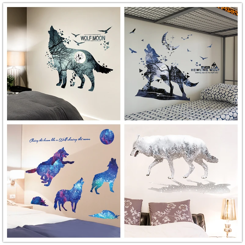 

Wolf Wall Stickers DIY Cartoon Animal Mural Decor Decals for Kids Rooms Living Room Nursery Home Decoration Accessories