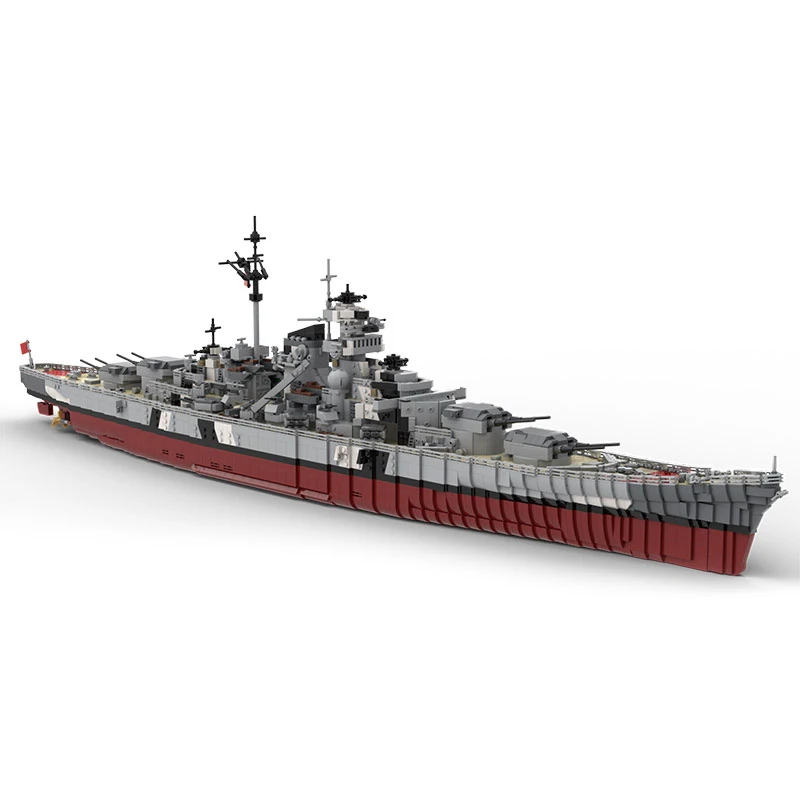 MOC Bismarck Naval Ship Military Cruiser Model Building Blocks War Battle Toy High-tech DIY Children Brithday Gifts Toys |
