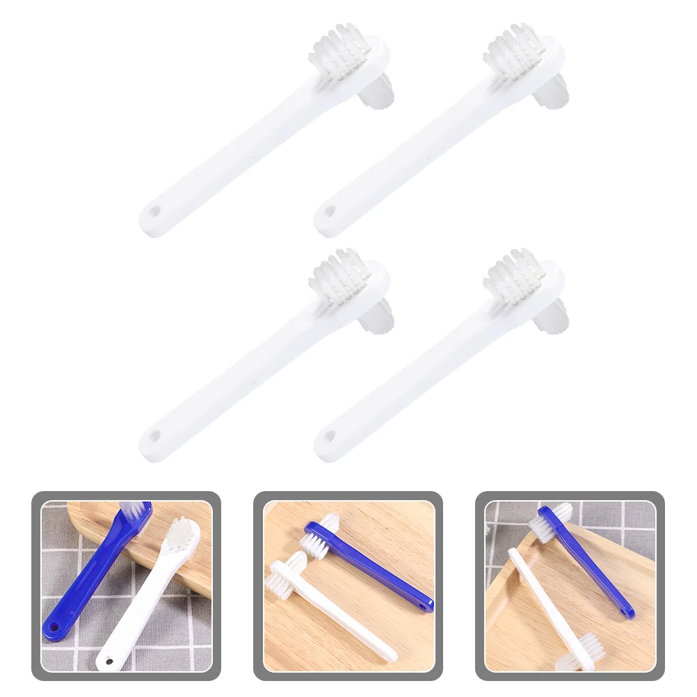 

4 pcs Denture Cleaning Brush Portable Denture Toothbrushes Double Heads Cleaning Brush