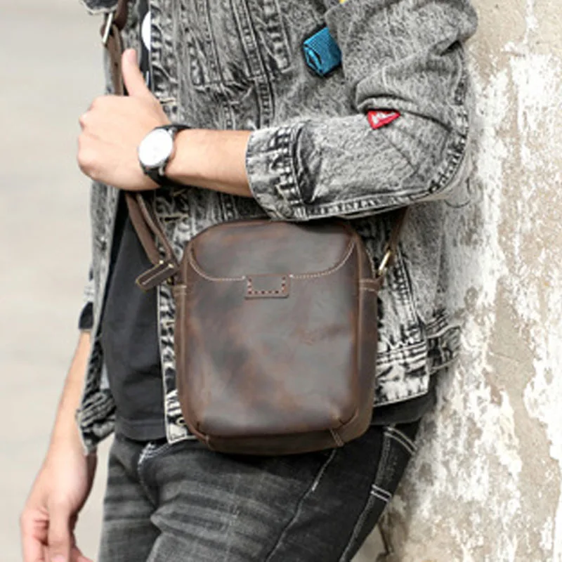 

AETOO New vintage head layer cowhide one-shoulder crossbody bag Men's original leather casual simple fashion cross-body bag cra