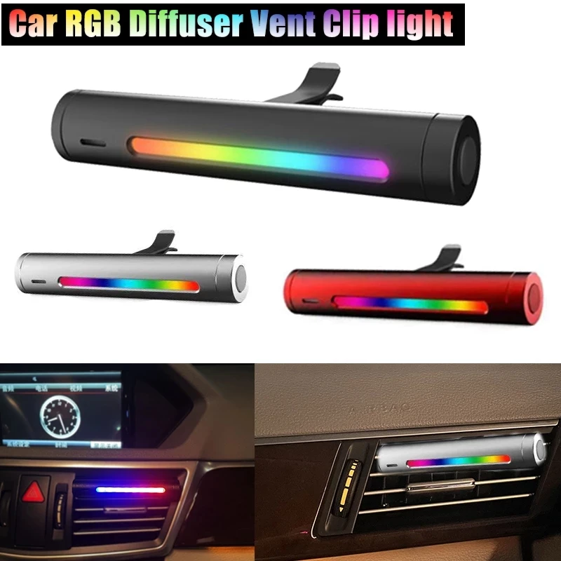 

1/2/4Packs Auto Voice Activated Car RGB Light Music Diffuser Vent Clip Air Fresheners With LED Atmosphere Car Decorative Lamp