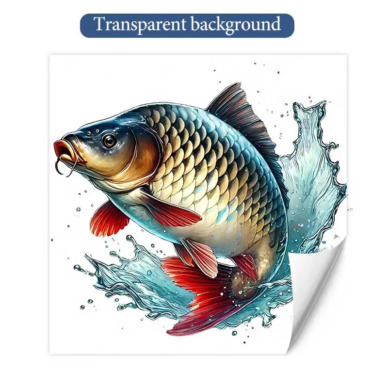 

Виниловая наклейка с изображением карпа и рыбы, водостойкая наклейка на заднее окно, мотоцикл, кемпер, бампер, грузовик, украшение для ноутбука SH796