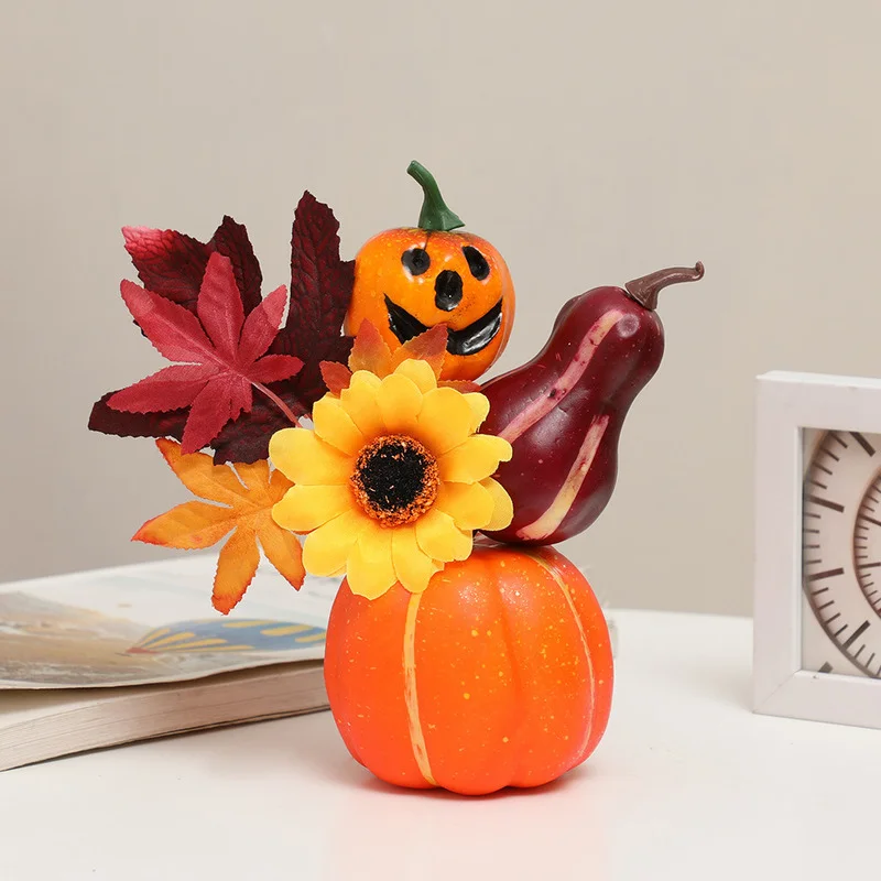 

Halloween Pumpkin Decorations Holiday Party Autumn Maple Harvest Festival Foam Pumpkin Props Desktop Home Decorations