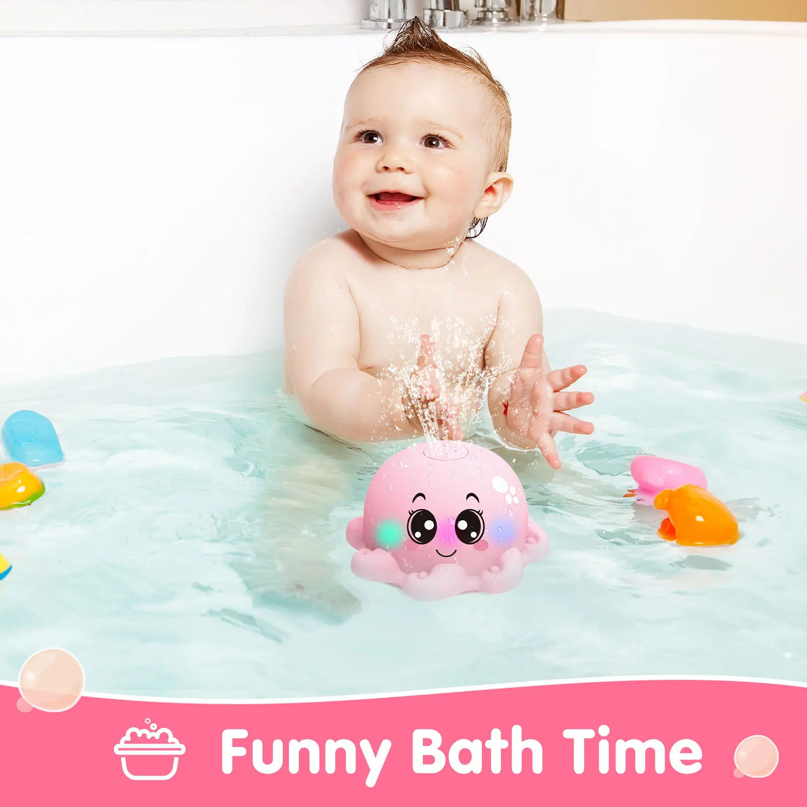 Baby Bath Toys Automatic Spray Sprinkler Bath Toy With LED Light Electric Octopus Crab Spray Water Shower Swim Pool Bathing Toys