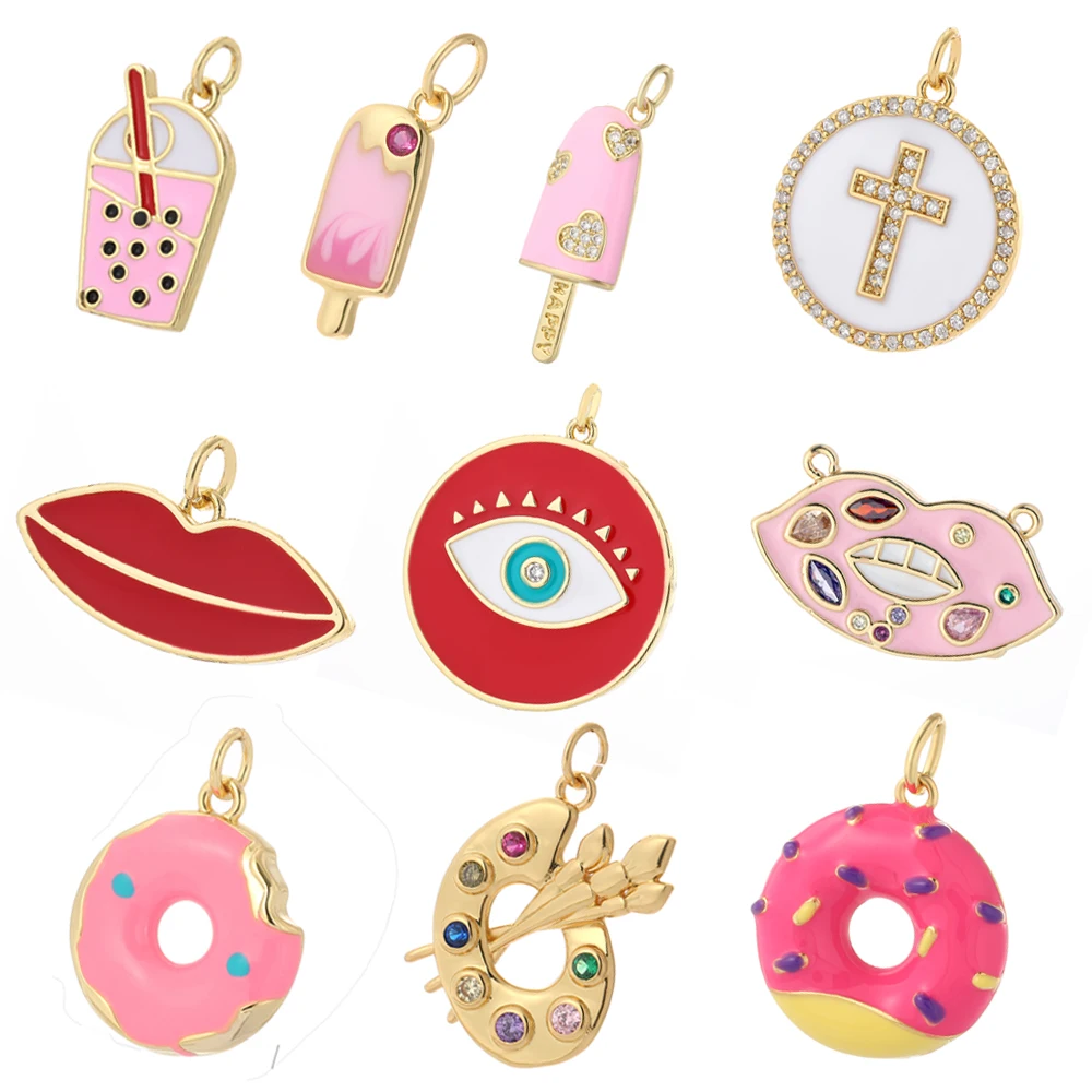 Эмалированные амулеты для мороженого с красными губами DIY ручная работа