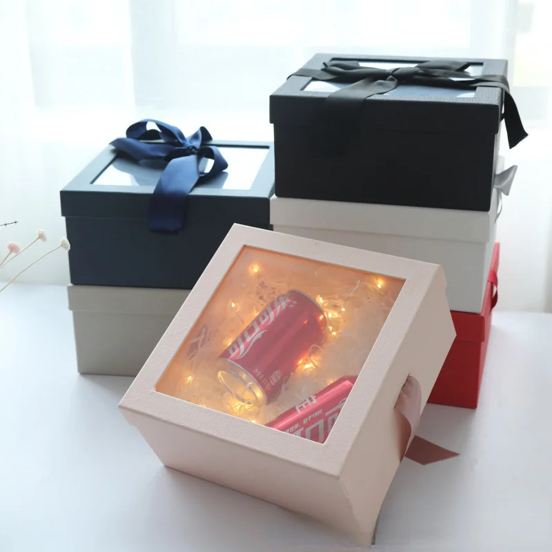 

Portable Flower Gifts Boxes Clear Window Birthday Wedding Rose Packaging Boxes Couple Romantic Valentine'S Day Lipstick Rose Box