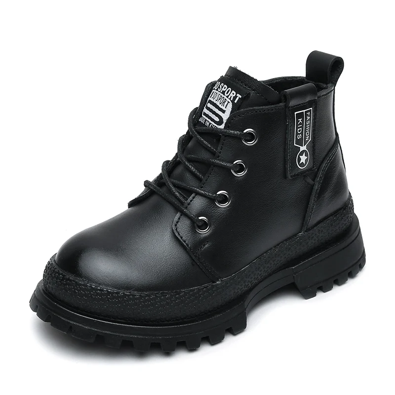 

Fashion Baby Boys Martin Boots Genuine Leather Little Kids Shoes Size 26-37