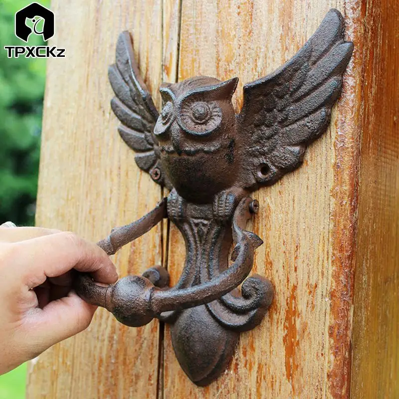 

Iron OWL Decorative Doorknocker Vintage Door Knocker Cast Wrought Iron Door Handle Latch Antique Gate Ornate Bird Home Office