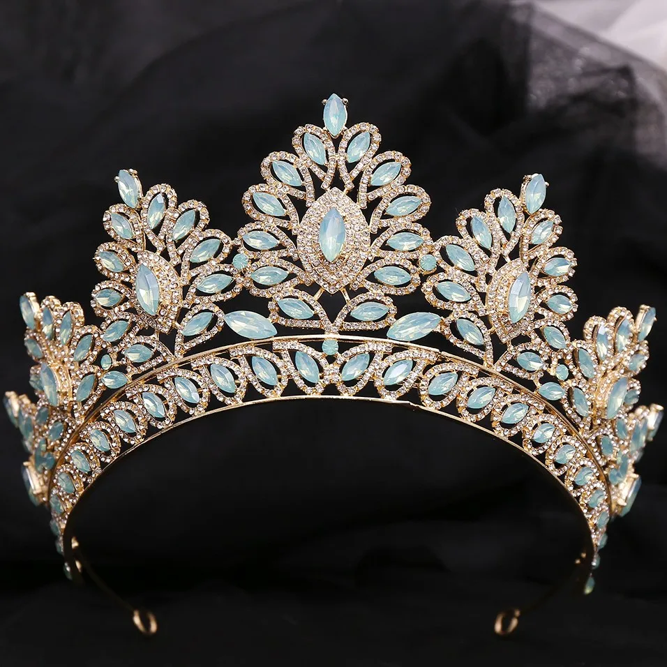 

DIEZI 12 Colors New Baroque Princess Opal Crystal Tiara Crown Elegant Queen Tiara Wedding Party Hair Dress Accessories Jewelry