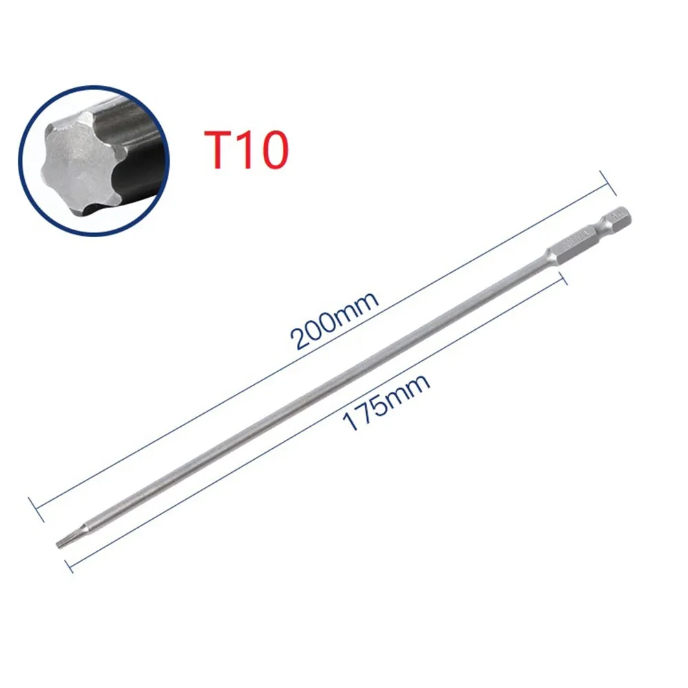 

Torx Alloy Steel Screwdriver Bit T10 T15 T20 T25 1/6pc 200mm Industry Magnetic Torx Super Hard Durable High Grade