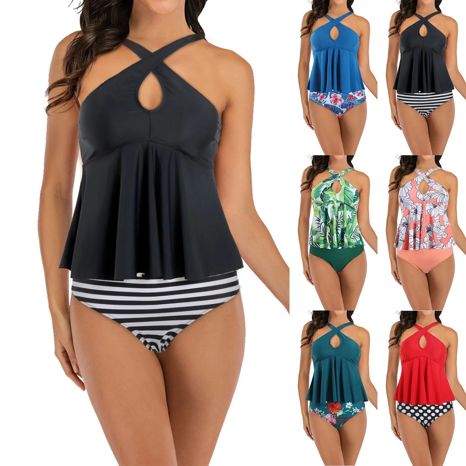 

Women High Waist Bikini Push Up Bikinis Print Swimsuit Female Beachwear String Bikini Underwear Bandeau Bikinis for Women