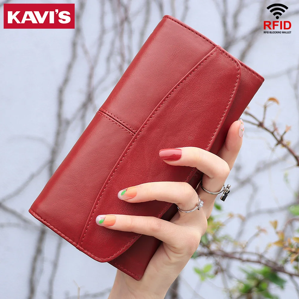 

100% натуральная кожа кошельки модные женские большой емкости клатч RFID Анти-thef тонкий держатель для карт Роскошный дизайн мульти-карты кошел...