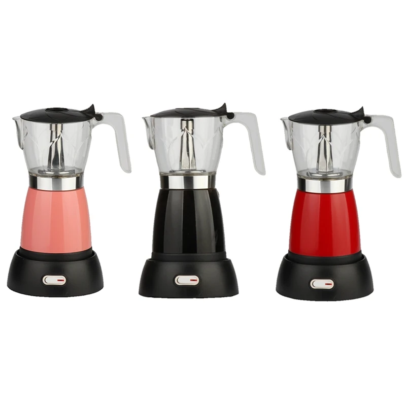 

300ML Electric Mocha Coffee Maker Visualization Coffee Maker Moka Pot Espresso For Home Kitchen Office EU Plug