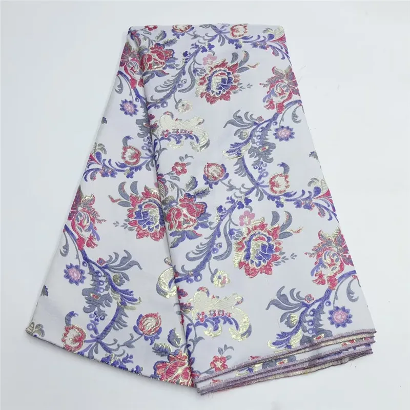 

Африканская жаккардовая ткань для женщин, нигерийская Цветочная позолота, кружевной материал, дамасская ткань, ткань для платья 5 ярдов LB7