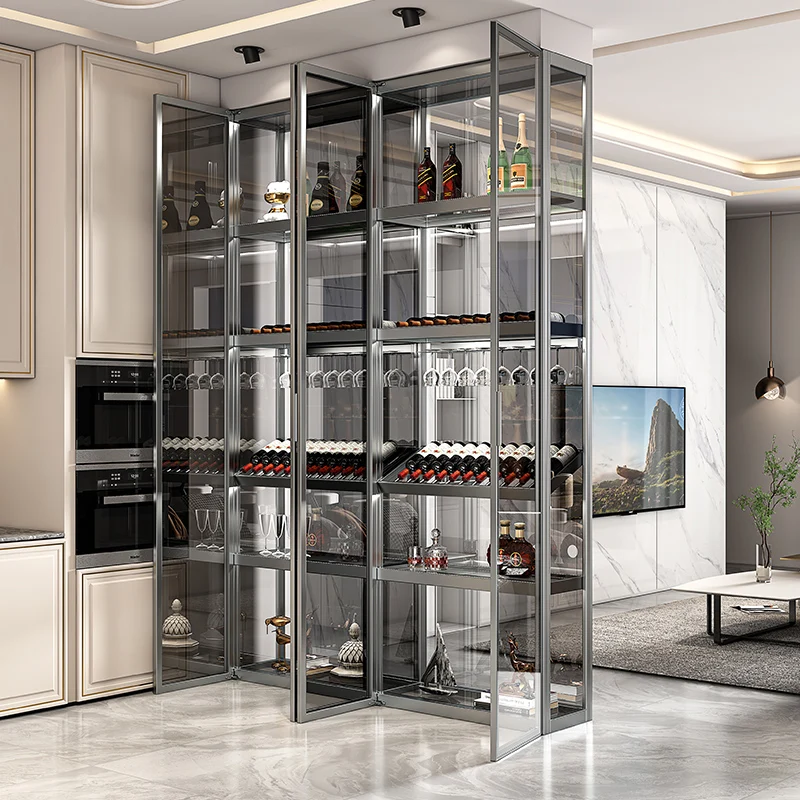 

Стеклянный шкаф для вина, демонстрационный шкаф, современный минималистичный светильник, роскошный высококлассный домашний шкаф для гости...