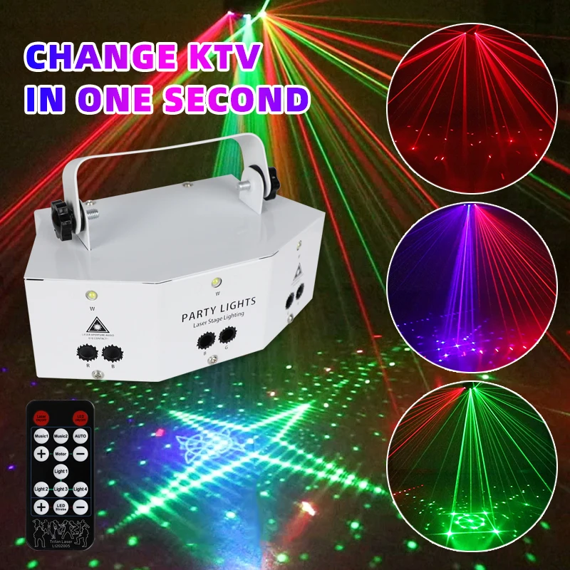 15/9 EYE RGB Laser Beam Line Scanner Projector DJ Disco Stage Lighting Effect Dance Party Wedding Holiday Bar Club DMX Lights