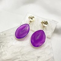 zhen d jewelry natural stone charming agate gold plated romantic rose earrings elegant pure purple healing gift for girl women
