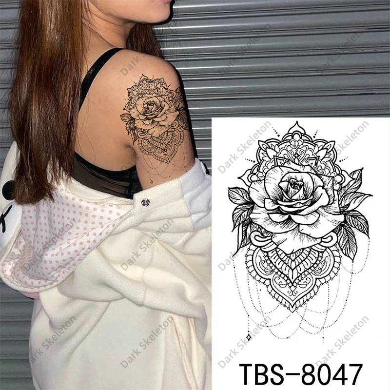 Цветок Роза вспышка искусственная Татуировка змея Единорог бабочка Временная