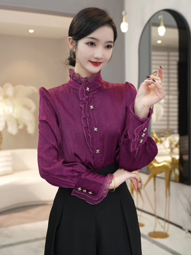 Плюс размер ранняя осень топ High Sense 2024 новые французские рубашки для молодежи