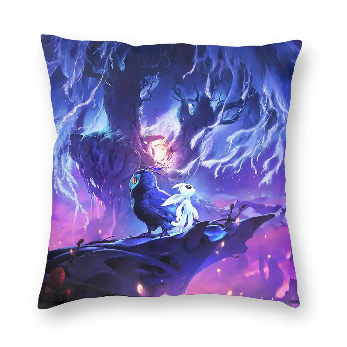 Фото Квадратная наволочка Ori And The Will Of The Wisps из полиэстера, льна и бархата с узором, декоративная наволочка на молнии, чехол для подушки, 18 дюймов №5