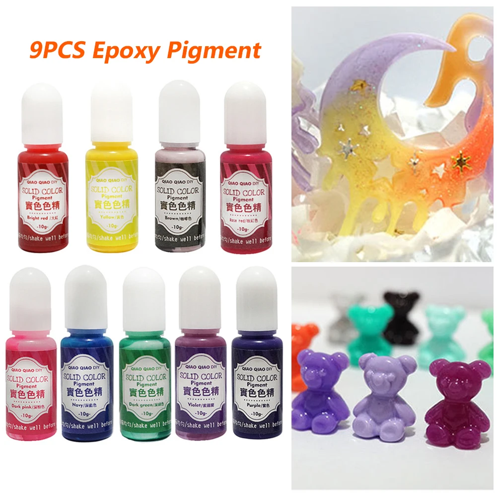 

9pcs/Set Solid Color Pigment Jewelry Making Concentrated Epoxy Resin Model Paint Crafts Liquid Colourant UV Dye Art DIY